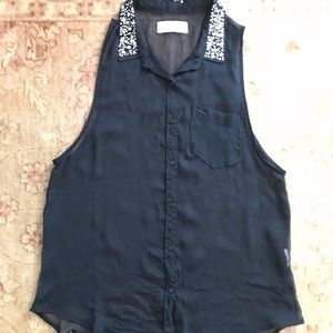 Abercrombie Sheer Embellished Sleeveless Top
